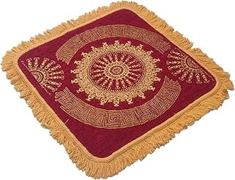 JAW Premium Chenille Velvet Multipurpose Decorative Sitting Prayer Square Mat/Aasan/Pad/Sedge For Pooja, Yoga, Dinner (Size 2 Ft X 2 Ft) (Maroon)