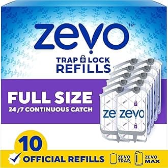 Zevo Flying Insect Trap Official Refill Cartridges - Fits Both Zevo Trap & MAX Indoor Fly Trap - Authentic Trap+Lock Technology to Catch Gnats, House & Fruit Flies (10 Official Refill Cartridges)