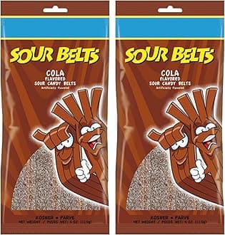 Snacktery Cola Sour Belts - Vibrant & Tangy Cola Sour Strips - Non GMO, Vegan & Kosher Gummy Candy - 4 Ounce, 2 Pack