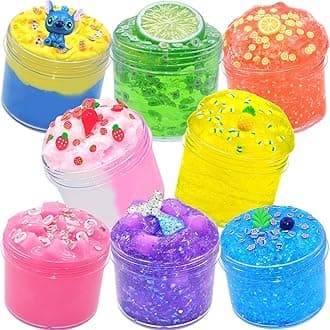 Crunchy Slime 8 Packed for Kids, Super Soft and Non-Sticky, Birthday Gifts Party Favors for Girl and Boys, Easter Egg Filling Stuffers