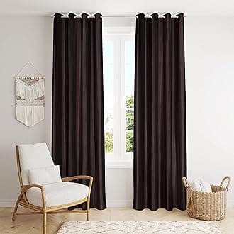 Decoholic Brown Polyester Door Curtains 7 Feet | Darkening Faux Texture Plain Drapes with Eyelets | Set of 2 Panels for Living Room, Bedroom & Office