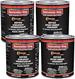 Custom Shop - Black Epoxy Primer/Sealer 2.1 VOC (Gallon Kit) Anti-Corrosive DTM High-Performance Primer for Automotive and Industrial use Kit = 2 Qt. Epoxy Primer + 2 Qt. Epoxy Hardener (1-1 Mix)