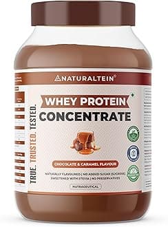Natural Whey Protein Concentrate Chocolate Caramel - 1 kg (Naturally flavored, Non GMO, No Artificial Sweeteners)