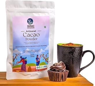 INDIC ORGANICS Artisanal Cacao Powder From Tulunadu Region Of Karnataka & Kerala | Non-Alkalized, Unsweetened, Slow Roasted & Minimally Processed | For Hot Chocolate & Baking (500 G)