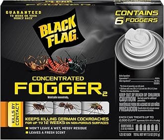 Black Flag Concentrated Fogger, 6 Count-1.25 Ounce Cans, Indoor Insecticide, 1 Pack