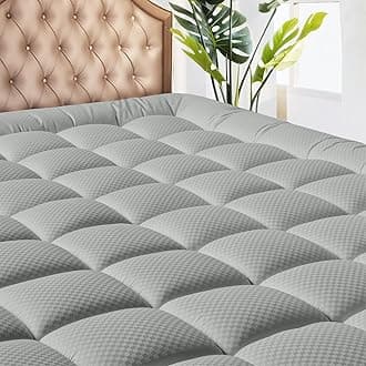 MATBEBY Twin Size Mattress Pad - Cooling Breathable Mattress Topper, Quilted Fitted Mattress Protector, Pillow Top Mattress Cover with 8-21" Deep Pocket, Machine Washable, Light Grey, 39x75 Inches