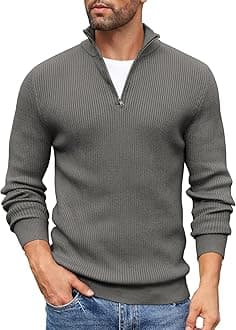 DENIMHOLICMen High Neck Zipper Full Sleeve Cotton Knitted Winter Sweater