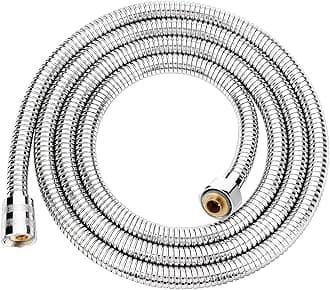 Aopoy Shower Hose 1.5m, 59" Chrome Stainless Steel Shower Pipe, Anti Kink and Leakproof, Short Shower Cable, Easy DIY Replacement