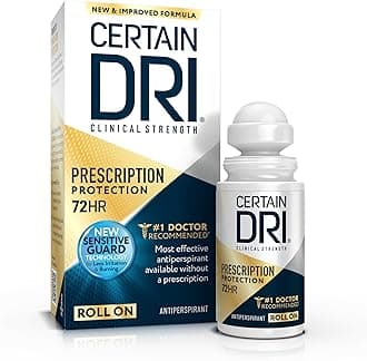 Certain Dri Prescription Strength Clinical Antiperspirant Roll-On for Hyperhidrosis - 72-Hour Sweat Protection - Fragrance-Free - Doctor-Recommended for Men & Women - 1.2 fl oz (Pack of 1)