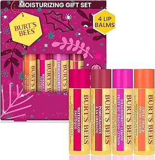 Burt's Bees Lip Balm Gift Set, Lip Balm Multipack, Sweet Peach, Watermelon, Pomegranate and Dragonfruit Lemon, 4x4.25g