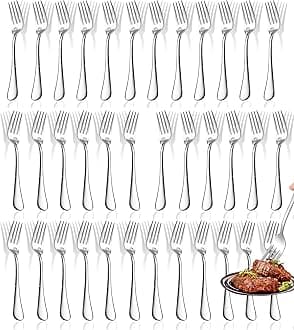 Forks,Set of 30 Top Food Grade Stainless Steel Forks Silverware Set, Flatware Bulk,8 Inches, Mirror Polished & Dishwasher Safe, New Apartment Essentials
