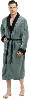 NY Threads Mens Robe, Luxury Plush Fleece Mens Bathrobe, Spa Bath Robe for Men