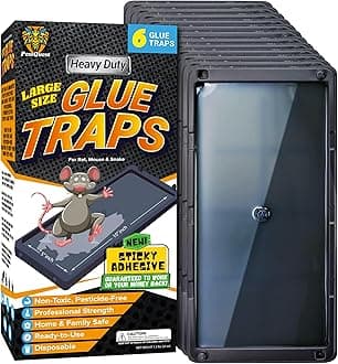 Glue Mouse Traps Indoor for Home (6 Pack), Large Glue Traps for Mice and Rats, Pre-Baited Peanut Scent Sticky Rat Traps for Inside House, Snake, Lizard, Insect & Spiders, Pet & Family Safe
