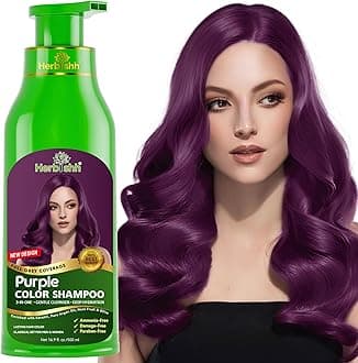 Hair Color Shampoo For Gray Hair – Natural Hair Dye Shampoo – Colors Hair In Minutes–Long Lasting–500 Ml–3-In-1 Hair Color–Ammonia-Free | Herbishh (Purple)