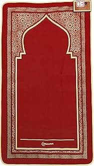 Prayer Mat (Red) with Digital Counter For Rakat Tracking, Salah Rug For Namaz