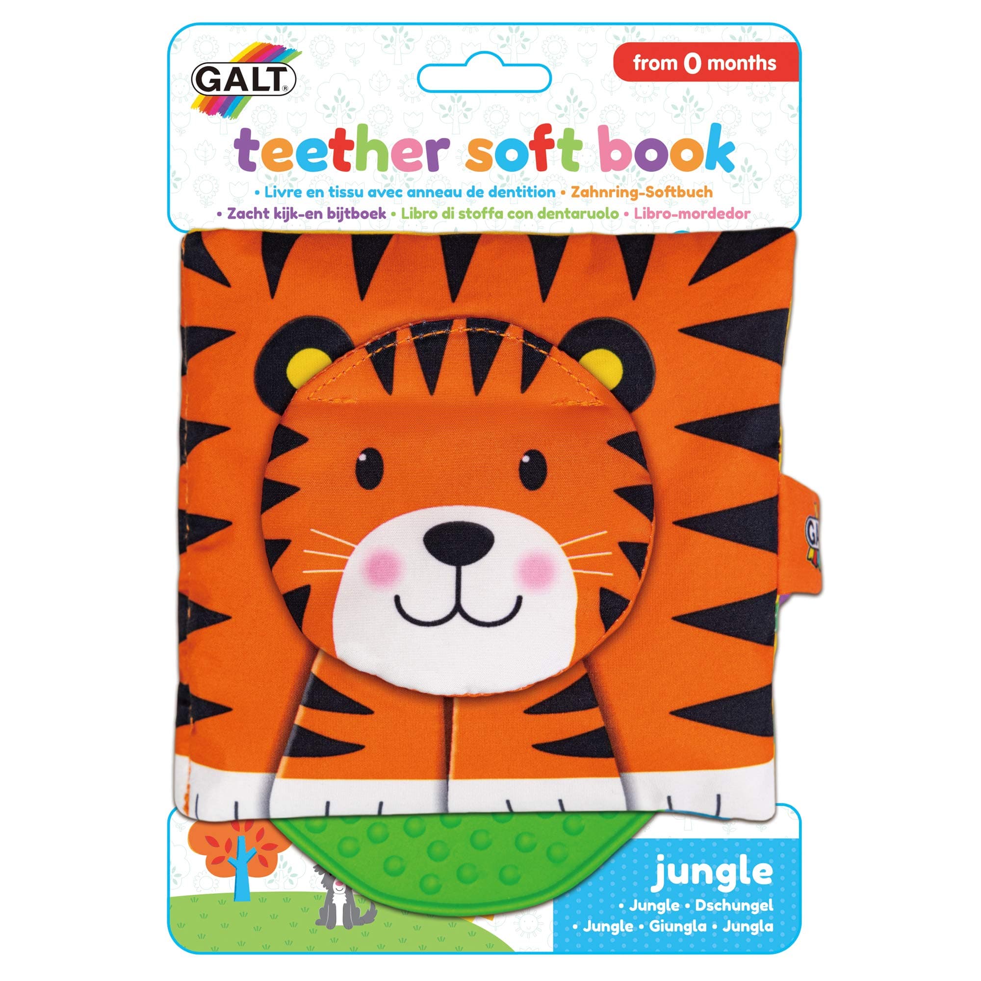 Galt Toys, Teether Soft Book - Jungle, Baby Teether & Soft Book Toy, Ages 0 Months Plus