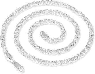 925 Sterling Silver Byzantine Chain Lobster Clasp 4mm5mm Silver Chain Necklace for Men 16 Inch