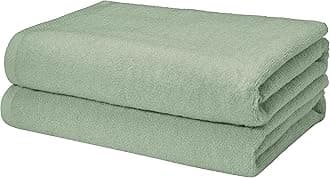 Amazon Basics Quick-Dry Bath Towels - 100% Cotton, 2-Pack, Seafoam Green