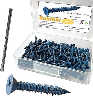 3/16 x 1-1/4" Flat Head Concrete Screw Anchor, for Anchoring to Masonry, Block or Brick (100Pcs)