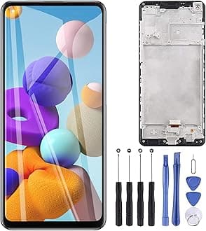 ZOETEC Screen Replacement for Samsung Galaxy A21s 6.5" SM-A217F, SM-A217M, SM-A217N LCD Display Touch Screen Digitizer Full Assembly with Frame, Repair Tool Set (Black with frame)