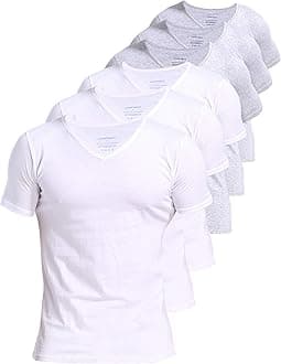 Comfneat Men's Undershirt 100% Cotton Short Sleeve T-Shirt with V-Neck (Pack of 4/6)
