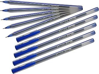ELKOS BLUE Ballpoint Pens, 0.7mm Fine Point, Pack of 10, Shine DF Ball Pens, Smooth Writing, School Office Home Everyday Pens, ZOFAX Black Ball Pen