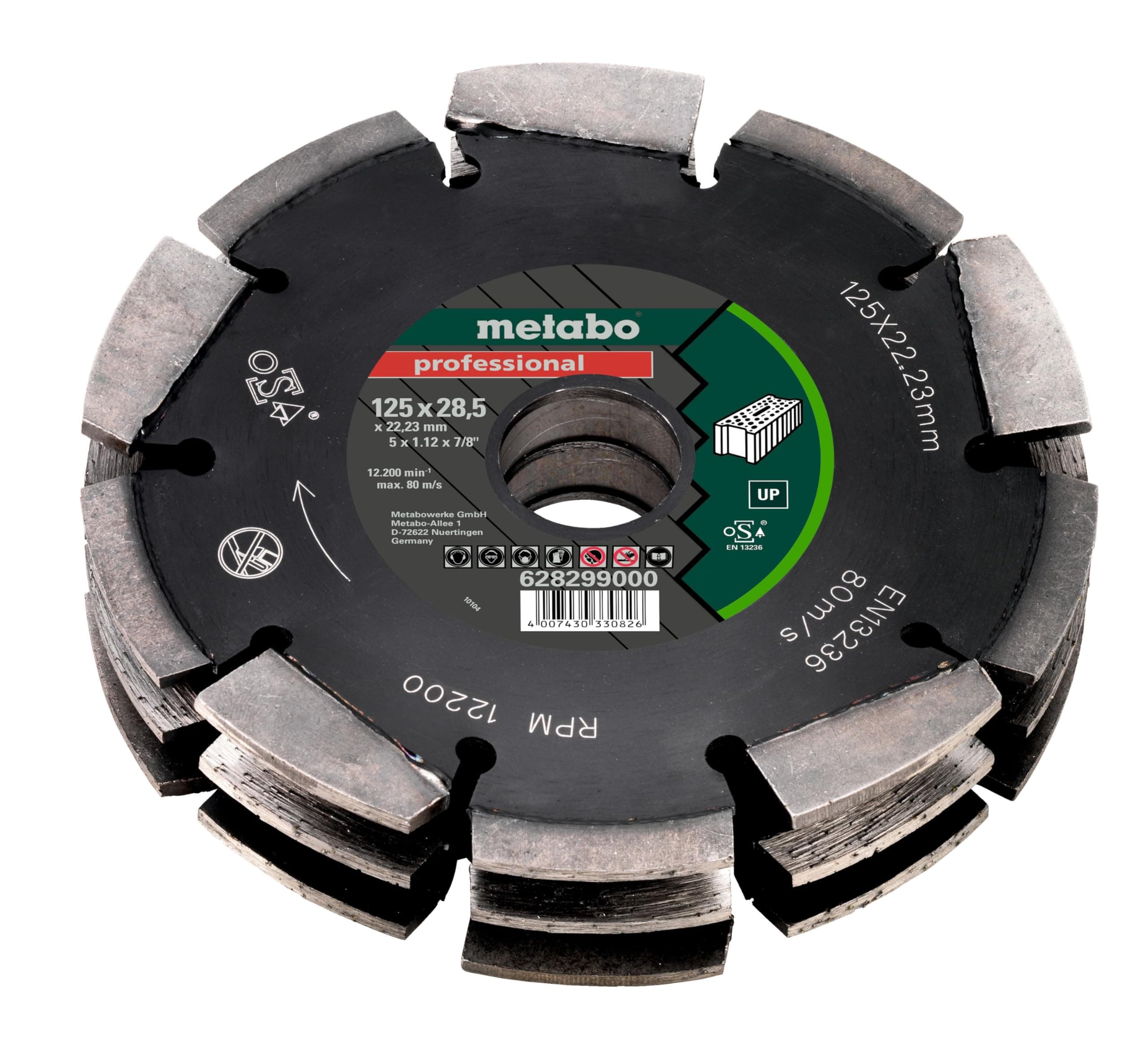Metabo 628299000 3 Row Professional UP Universal Wall Chaser Blade 125 x 28.5 x 22.23mm