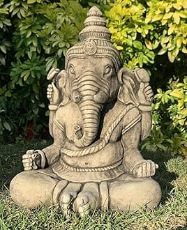 Stone Large Ganesh Buddha Elephant Praying Statue Ornament