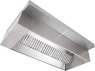 Commercial 4' Stainless Steel Wall Mounted Exhaust Hood System with Upblast Fan, Supply Fan, Roof Curbs, Electrical Controls