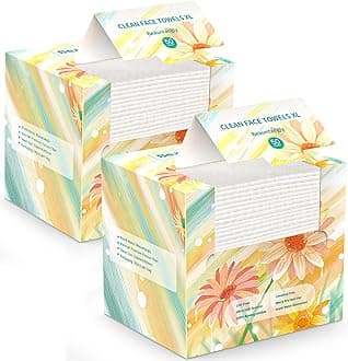 Beauntangly Disposable Face Towel, XL Facial Towelettes Soft Thick Absorbent, Lint-Free Biodegradable Makeup Remover Dry Wipes for Skin Care Washing Drying Nursing Camping Travel Essentials, 100 Ct