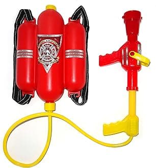 Firefighter Backpack Water Gun Blaster for Kids- Tank with Hose Shooter, Super Water Squirt Suitable for Outdoor Play Boys & Girls, Fireman Pretend Play by 4Eââ‚¬â„¢s Novelty