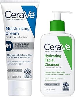 Hydrating Skin Care Set, 8oz Moisturizing Cream & 8oz Hydrating Facial Cleanser, Ceramides + Hyaluronic Acid Moisturizer and Face Wash, Accepted by National Eczema Association