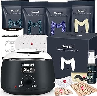 Maxpearl Digital Waxing Kit - Women Men Hard Wax Melt Warmer Kit for Hair Removal - Sensitive Skin, Eyebrows, Face, Underarms, Brazilian, Bikini, Legs