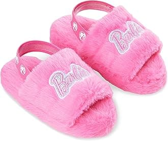 Barbie Girls Fluffy Slippers, Comfy Mule House Shoes - Gifts for Girls