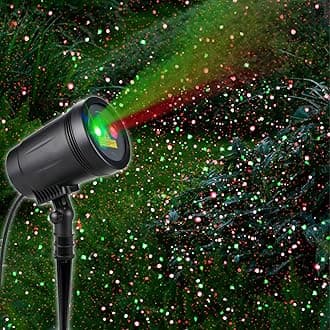 Outdoor Garden Laser Light Projector, Christmas Laser Lights with Red and Green Star Show, Waterproof Holiday Laser Light Landscape Spotlight, Suitable for Outdoor Garden, Home, Decoration, Party