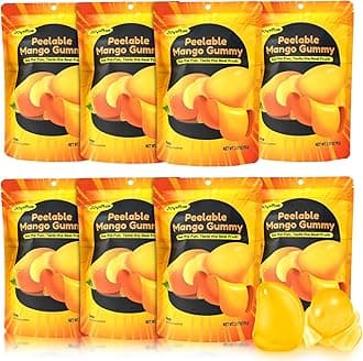 Peelable Mango Gummy Candy | 8-Pack (25.4oz) Individually Wrapped Tropical Variety | Low Sugar & Low Calorie | Resealable | Ideal New Year Treats & Celebration Bites
