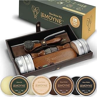 LEMOYNE Leather Shoe Polish Kit – Complete Boot & Shoe Shine Kit for Men – Leather Shoe Care Set & Travel Shoe Cleaning Kit
