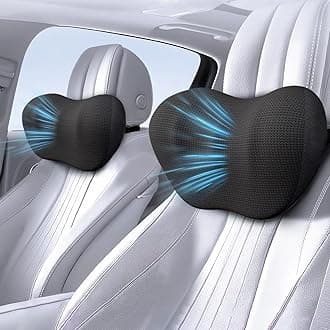 2 Pack Car Headrest Pillow, Comfy Head Rest Pillow for Car, 100% Memory Foam Car Neck Pillow for Driving - Universal Fit Travel Car Pillow for Pain Relief While Driving(Comes with 2 Eye Masks)