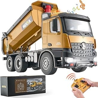 VEVOR Remote Controlled Dump Truck, 10 Channels RC Dump Truck Toy 1:14, Remote Controlled Dump Truck, Truck Toy with Metal Platform and Light, 2 Rechargeable Batteries for Children from 8 Years