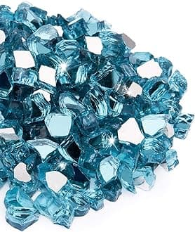 NUPICK 20 lb 1/2 Inch Reflective Fire Glass, Pacific Blue, Sparkly, Eco-Friendly, Convenient, Mirror Finish