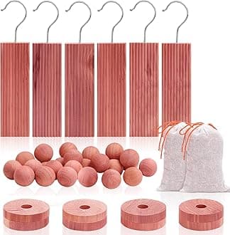 Homode Cedar Blocks for Clothes Storage, Cedar Wood Chips and Balls for Closets and Drawers, Fresh Scented Sachets, 40 Pack
