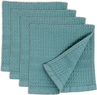 GILDEN TREE Waffle Towels Wash Cloths for Showering, Exfoliating Washcloth Face Towels, Quick Dry Towel Cotton Washcloths Set of 4, Classic Style (Seafoam)