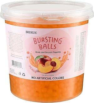 Peach Boba Pearls, Peach Popping Bursting Boba, Bubble Tapioca Pearls For Bubble Tea 7 Pound, No Artificial Colors (7 LB Pack of 1)