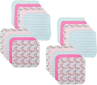 Spasilk Washcloth Wipes Set for Newborn Boys and Girls, Soft Terry Washcloth Set, Pack of 20, Pink Coral