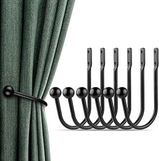Curtain Holdbacks, 6pcs Curtains Holder Wall Mounted Drapery Tiebacks Retro Window Hook for Home Decor, Matte Black