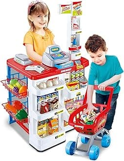 Inside Out ToysSupermarket Toy Set for Kids - Shop Counter and Shopping Trolley - 82cm