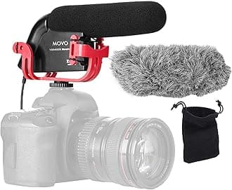 Movo VXR4000R Directional Shotgun Condenser Video Microphone with Shockmount, Low Cut Filter, Foam + Deadcat Windscreens and Carry Case - for DSLR Cameras and Camcorders