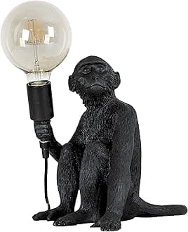 MiniSun | Modern Black Painted Monkey Design Table Lamp | Table Lamps, Home Décor & Improvement Essential | Includes 6W LED Bulb [2700K Warm White]