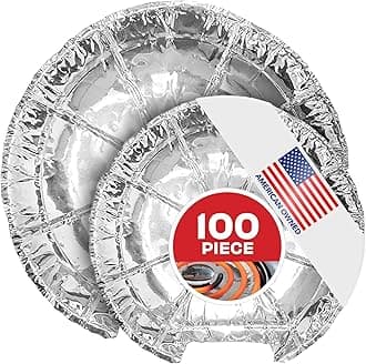 Round Electric Stove Burner Covers (100 Pack) 6 Inch and 8 Inch Disposable Stove Top Aluminum Foil Bib Liners, to Keep Kitchen Range Clean from Oil and Food Drips, Stock Your Home