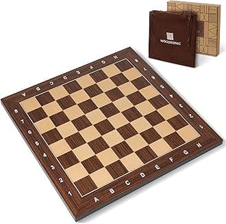 Wooden Chess Board 21 Inch - Professional Tournament Chessboard Only, Premium Wood Board Game with Notation, Scratch-Resistant UV Coating, Portable Table Chess Board No Pieces with Gift Package